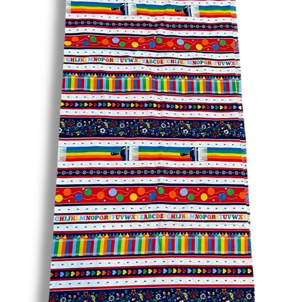 VIP Cranston Fabric Rainbow ABC Border Print 100% Cotton Nursery Remnant 44"